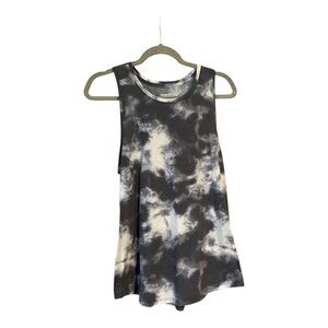 OLD NAVY Athletic Tie-Dye Sleeveless Tank Top - Dark Gray and White